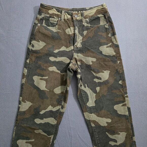 American Eagle Women 2 Regular Mid Rise Camo Corduroy Mom Jeans Super Stretch - Picture 3 of 16